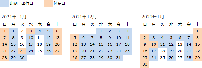 年末年始は、毎日印刷~出荷します